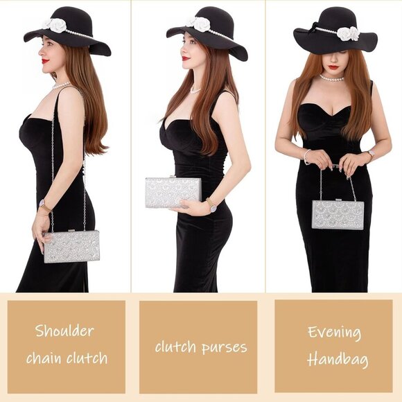 🆕Women Silver Satin Fashion Party Evening Handbag Elegant Chic Purse Bag - Picture 3 of 7